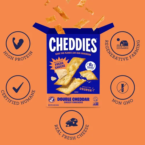 Miniatura 4 de Cheddies, Galletas de queso cheddar 100% naturales con proteína, queso cheddar, 4.2 onzas, 6g de proteína, bajas en carbohidratos