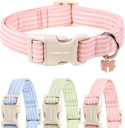 Miniatura 23 de Aring Pet Collar de algodón, ligero y ajustable, con hebilla de liberación rápida para perros pequeños, medianos y grandes, para cachorros, S