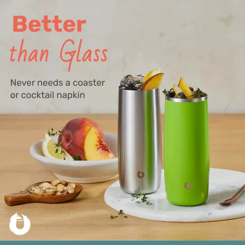 Miniatura 4 de SNOWFOX Vaso de cóctel de acero inoxidable con aislamiento al vacío de alta calidad, juego de 2, bebidas se mantienen frías y frías, vasos térmicos