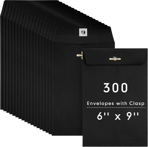 Miniatura 11 de 300 sobres Manilla de 6 x 9 pulgadas, cierre de papel kraft con cierre de cierres para almacenar correo, papel kraft de 28 libras para documentos