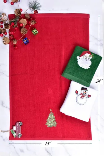 Miniatura 2 de Toallas de mano navideñas de gran tamaño para baño, 15 x 24 pulgadas, paquete de 3, toallas de cocina de algodón navideñas, juegos de toallas