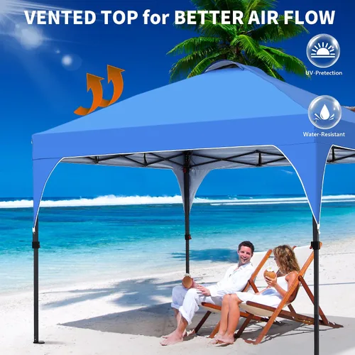 Miniatura 8 de GDY Tienda de campaña desplegable de 10 x 10 pies, gazebo para exteriores con 4 bolsas de arena, toldo fácil de instalar con 3 alturas ajustables