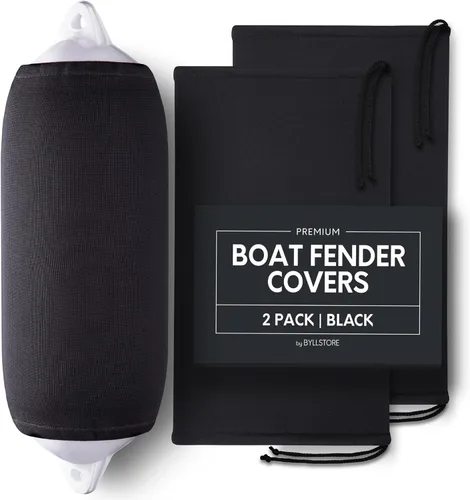 Miniatura 12 de Fundas para guardabarros de barco Varias opciones de tamaño disponibles Negro y azul marino Paquete de 1, 2 y 4 Poliéster