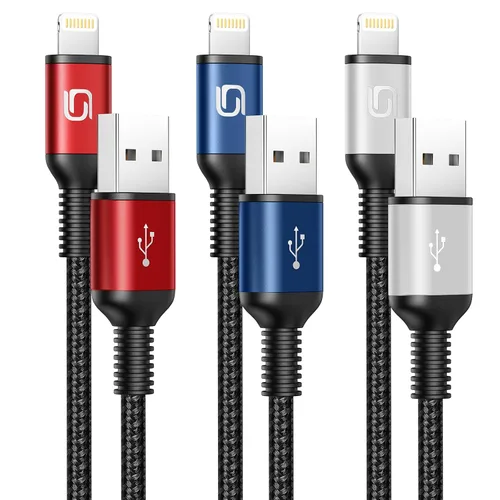 Miniatura 10 de Cable de carga para iPhone [certificado MFi de Apple], paquete de 3 cables USB-A a Lightning de 3 pies, cable de carga rápida trenzado de nailon