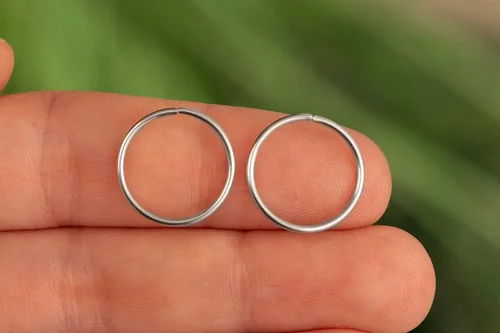 Miniatura 54 de Aretes de aro de oro de plata – Aretes de aro para mujer, dos piezas de aros de plata fina rellenos de oro, aro de hélice, anillo de tragus, aro