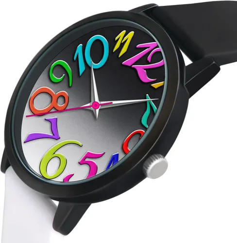 Miniatura 2 de Bisley Reloj de silicona de retazos para mujer, de 1.457 in, con cara grande, fácil de leer, resistente al agua