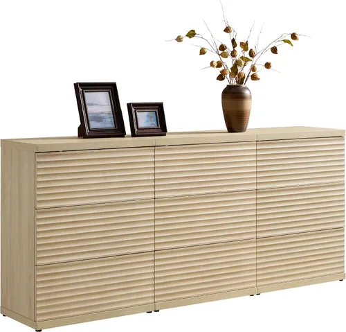 Miniatura 16 de SICOTAS Aparador buffet con almacenamiento, moderna credenza de acento acanalada con 3 cajones más grandes, mesa consola multimedia de mediados