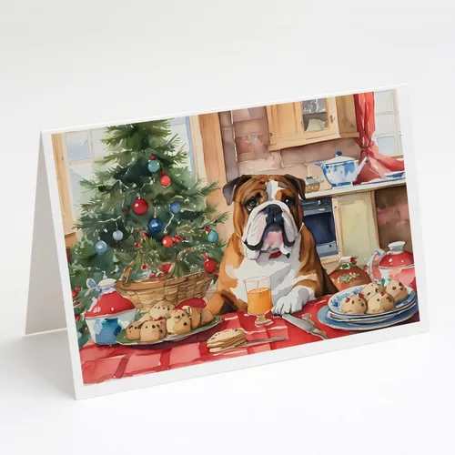 Miniatura 190 de Caroline's Treasures DAC3884GCA7P Paquete de 8 tarjetas en blanco de Navidad con galletas de husky siberiano Tarjetas de felicitación con sobres