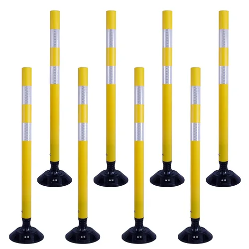 Miniatura 10 de OrangeStar Paquete de 8 conos de tráfico de 48 pulgadas con base de resorte, postes de delineador verdes con rayas reflectantes para seguridad vial