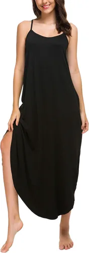 Miniatura 3 de AVIIER Camisones largos para mujer, sin mangas, vestido de noche de algodón, vestidos de camiseta..
