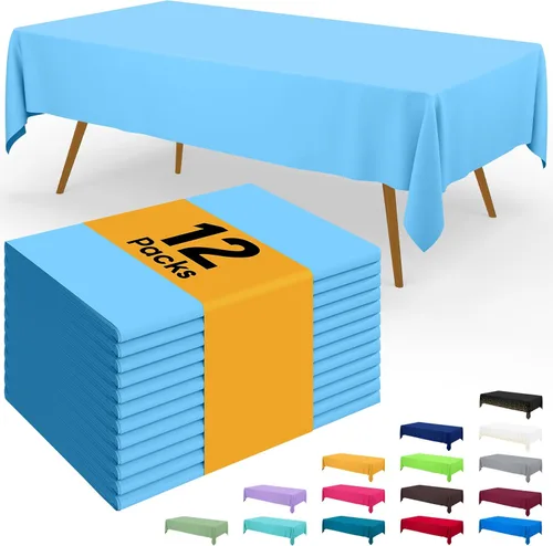 Miniatura 79 de Smiry - Juego de 6 manteles desechables, 54 x 78 pulgadas, manteles impermeables rectangulares para fiestas, cubierta de mesa de plástico