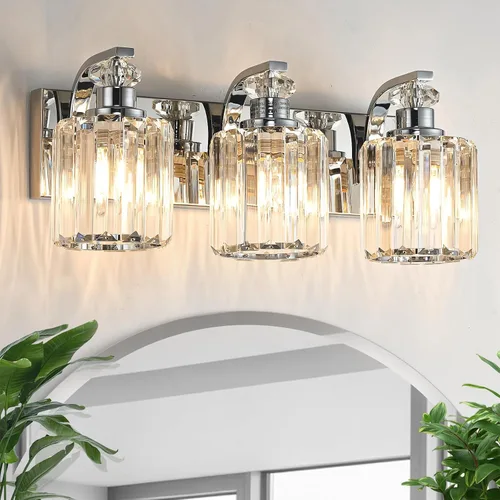 Miniatura 10 de Lámparas de baño negras con pantalla de cristal K9, iluminación de baño sobre espejo, luces de tocador para sala de estar, dormitorio, baño
