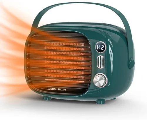 Calentador de Espacio Coolfor, Calentador de Escritorio Pequeño de 800W/500W con Control de Temperatura, Ventilador de Calefacción de Escritorio de