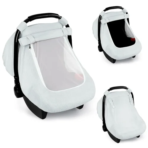 Miniatura 9 de Fundas de asiento de automóvil de muselina para bebés, funda de asiento de automóvil de verano para niños y niñas con ventana transpirable, toldo