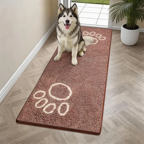 Miniatura 45 de Bcoimo Tapete súper absorbente para puerta de perro, 30 x 20 pulgadas, tapete antideslizante para patas fangosas, alfombras para mascotas para patas
