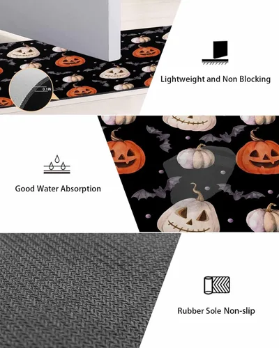 Miniatura 3 de Tapete de baño de Halloween para bañera, antideslizante, de secado rápido y absorbente, tierra de diatomeas, fregadero, dormitorio, cocina, sala