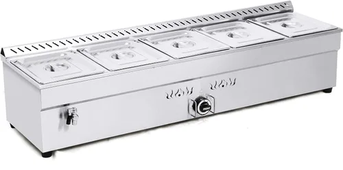 INTBUYING Calentador de sopa de alimentos de propano comercial Bain-Marie Buffet Calentador de alimentos de comedor Buffet Calentador de vapor 110V