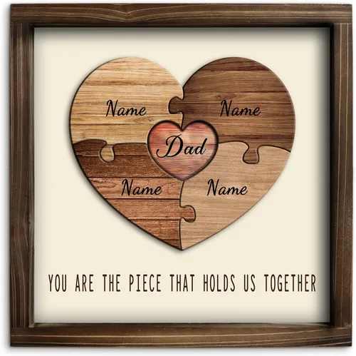 Miniatura 11 de Kas Home Letrero de madera personalizado con nombre de corazón, rompecabezas de nombre de familia personalizado con 1-8 nombres grabados, texto