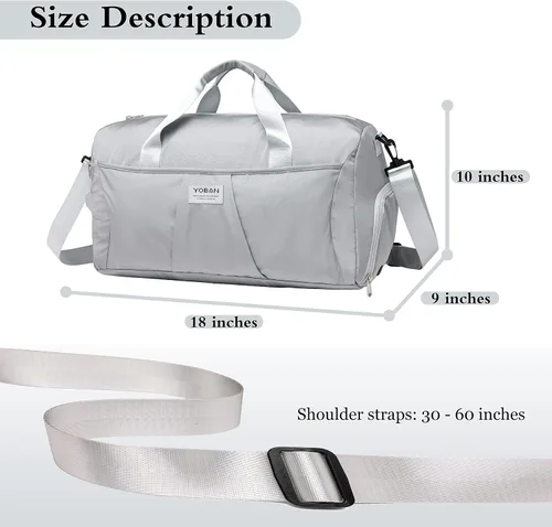 Miniatura 2 de YESYBC Bolsa de viaje de gimnasio para mujeres y hombres, bolsa de transporte para fin de semana para mujeres con compartimento para zapatos