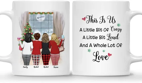 Miniatura 21 de Gossby Taza de café de Navidad personalizada para amigas, regalos de amistad personalizados para mujeres con diseño, nombre, regalos de mujer