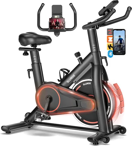 Exercise Bike, Magnetic Resistance Stationary Bikes for Home with App Compatible, Silent Indoor Cycling Bike with 350lbs Weight Capacity Comfortable