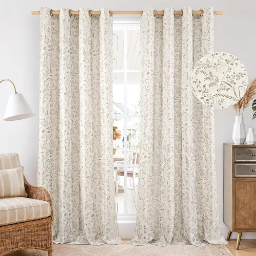 Miniatura 15 de BGment Cortinas de lino beige para dormitorio de 63 pulgadas de largo, cortinas de ventana con ojales y ojales para ventana de sala de estar, 2