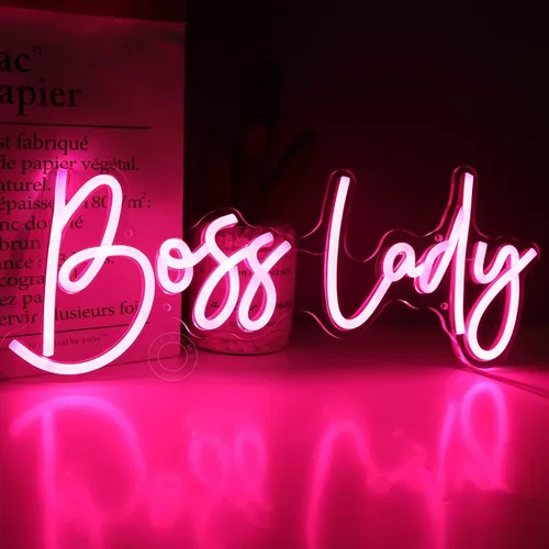 Miniatura 8 de SYLHOME Pink Boss Babe - Letrero de luz LED de neón para jefe, oficina, escritorio, decoración de pared, letrero para dormitorio de niñas, mujeres
