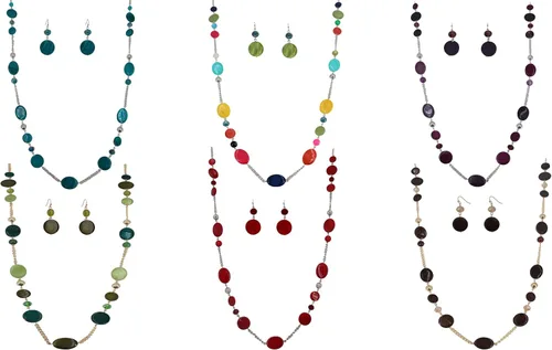 Miniatura 7 de Collares largos de cuentas para mujer, cadena de eslabones multicolor, juego de aretes, cuentas de piedra de concha, collar de moda, regalo