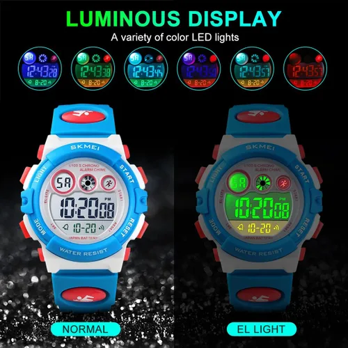 Miniatura 5 de GOLDEN HOUR Relojes para niños, reloj digital deportivo impermeable para niños y niñas, reloj de pulsera para exteriores de 1224 H, alarma EL