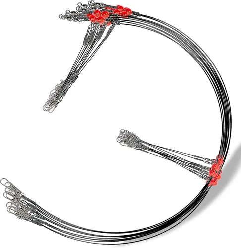 Miniatura 10 de YOTO Líderes de pesca, aparejo de aparejos de acero inoxidable con señuelo de aparejos giratorios a presión, líder de alambre de agua salada, líder