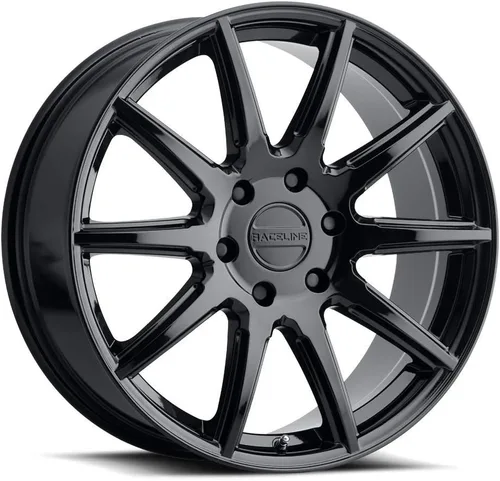 Ruedas Raceline 159B SPIKE Negras Brillantes 18X8" 5X127 Patrón de Pernos +35mm de Desplazamiento/(5.88"B/S) 10 Radios de Aluminio para Auto de