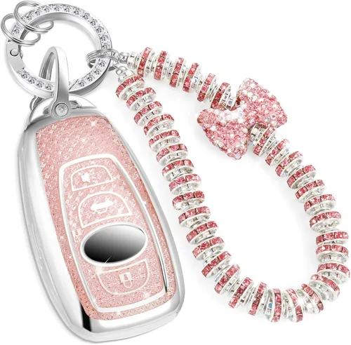 Miniatura 23 de Funda para llavero Jeep con llavero trenzado de diamante de lujo, funda suave mejorada para Wrangler Rubicon Gladiator JL JLU JT Sahara JLU Flip