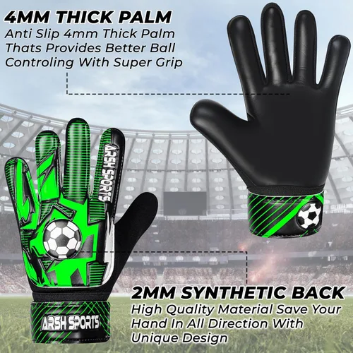 Miniatura 6 de Guantes de portero de fútbol para niños, guantes de portero para jóvenes niños y niñas con palma de látex de 4MM, antideslizantes, protección doble