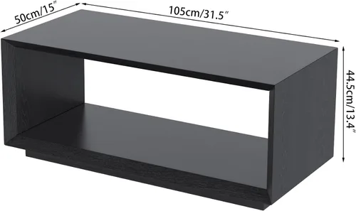 Miniatura 2 de Mesa auxiliar con almacenamiento, moderna de mediados de siglo, mesa rectangular de té de cóctel, mesa de centro de madera de granja para sala
