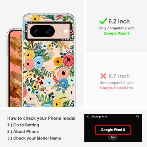 Miniatura 2 de MOSNOVO Funda para Google Pixel 8, [Buffertech protección contra caídas de grado militar de 6.6 pies] [Tecnología antidespegado] Diseño de funda