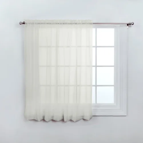 Miniatura 8 de Stylemaster Elegance Cenefa recta de gasa transparente, 60 x 14 pulgadas, color dorado