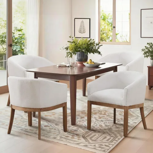 Miniatura 11 de SoarFlash Sillas de comedor tapizadas modernas de mediados de siglo con brazos, juego de 2, sillas de cocina y comedor de lino de granja, con marco