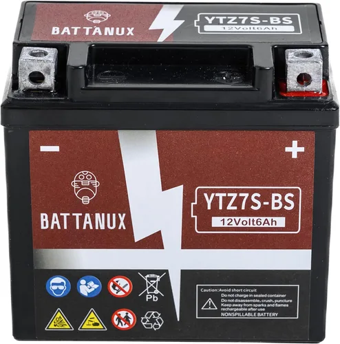 Miniatura 2 de Batería y batería de motocicleta YTZ7S-BS, sellada SLA/AGM 12V6Ah ATV/UTV/Moto de nieve/moto de moto, batería sin mantenimiento y sin herramientas