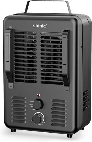 Shinic Calentador de espacio, calentador de 1500W para lechería con termostato, protección contra sobrecalentamiento, apagado automático en caso de