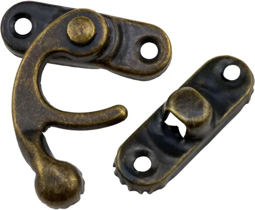 Miniatura 2 de 4 piezas de bronce Mini cierre de brazo oscilante de bronce Cierre de cerrojo antiguo adecuado para cajas de joyería, regalos, cajas de madera