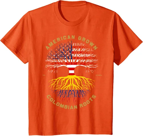 Miniatura 67 de Camiseta de regalo con la bandera de Estados Unidos con árbol de raíces colombianas