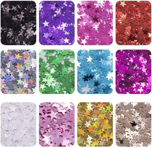 Miniatura 6 de EBANKU Star Glitter Confetti, 24 cajas de lentejuelas holográficas 3D láser arte de uñas escamas coloridas uñas purpurina manicura calcomanías