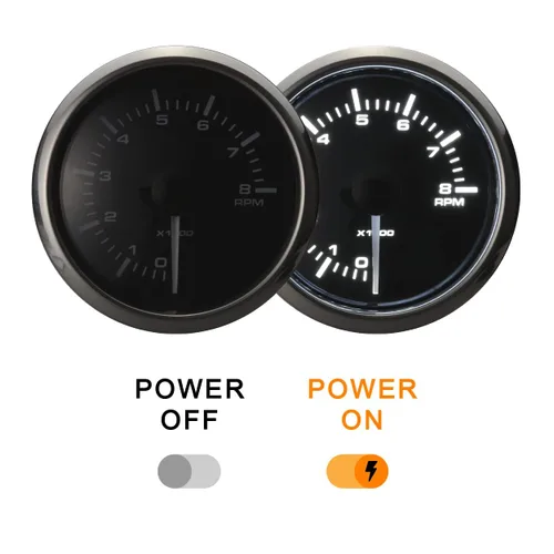 Miniatura 5 de MOTOR METER RACING Serie MGS - Taquímetro electrónico universal de 8000 RPM - 2-1/16" 52mm con retroiluminación LED blanca y ámbar - Esfera negra
