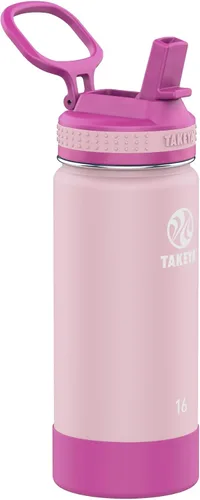 Miniatura 17 de Takeya Actives Kids - Botella de agua que brilla en la oscuridad con tapa con popote, botella de acero inoxidable con tapa sin BPA, reutilizable