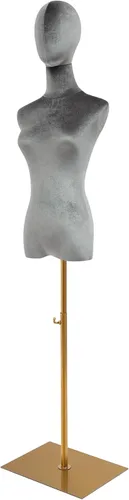 Miniatura 10 de Cuerpo de maniquí femenino Forma de vestido de tela de lino Manikin Torso con cabeza desmontable Altura ajustable Soporte de metal, para coser ropa