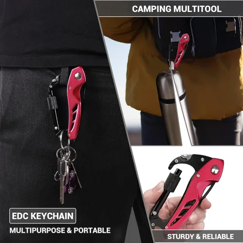 Miniatura 6 de FUNBRO Cuchillo multiherramienta (Rojo)