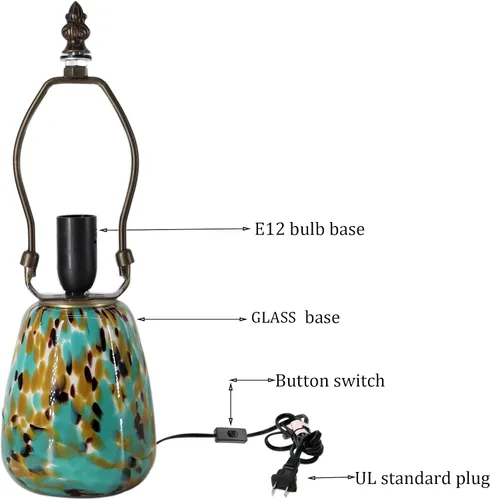 Miniatura 3 de Tiffany Style Stained Glass Table Lamp 12 Inch - Milky White Mushroom Lamp, 7X7X12 Inch,Mini Night Light, Glass Base, Accent Light,E12 Bulb