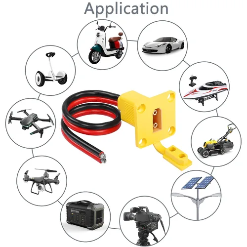 Miniatura 6 de CERRXIAN Cable desnudo macho XT90 de 1 pie 10 AWG con panel de montaje, enchufe macho XT90 con panel Mout para abrir cable desnudo para RC Lipo