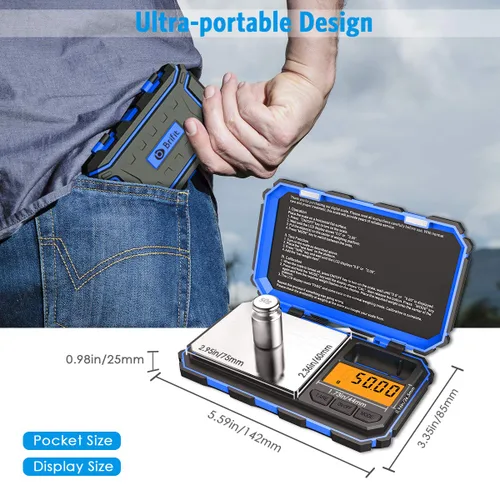 Miniatura 5 de Mini báscula digital (actualizada), báscula de bolsillo de 7.05 oz/0.00 oz, peso de calibración de 1.76 oz, báscula inteligente electrónica, 6