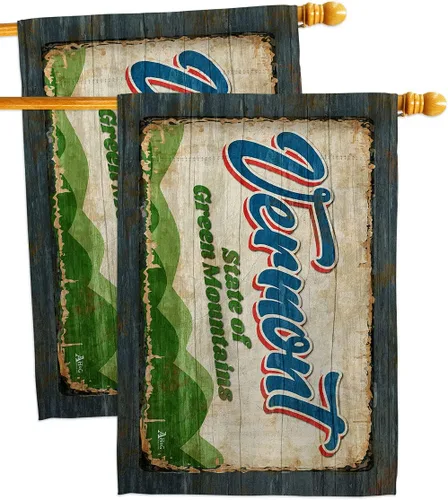 Americana Home & Garden Vermont Vintage House Flag 2 pcs Pack Regional States American Territories Republic Country Particular Area Decoration